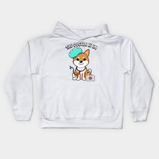 Cute orange dog is a doctor Kids Hoodie